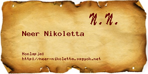 Neer Nikoletta névjegykártya